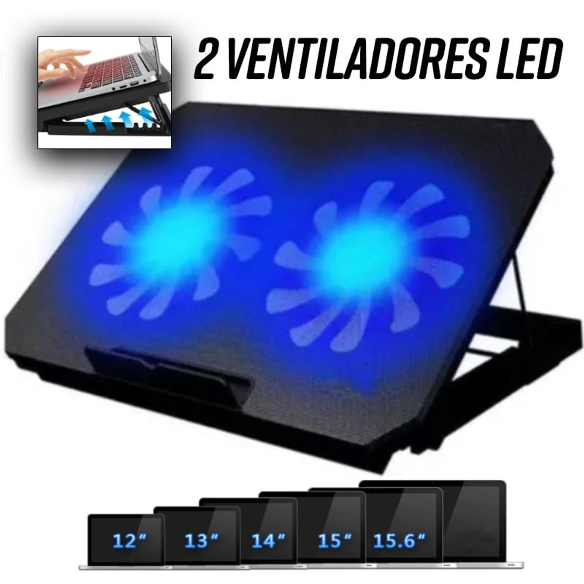 GENERICO - Cooler Ventilador para Laptop 9" a 17" con 6 Niveles y 2 puerto USB
