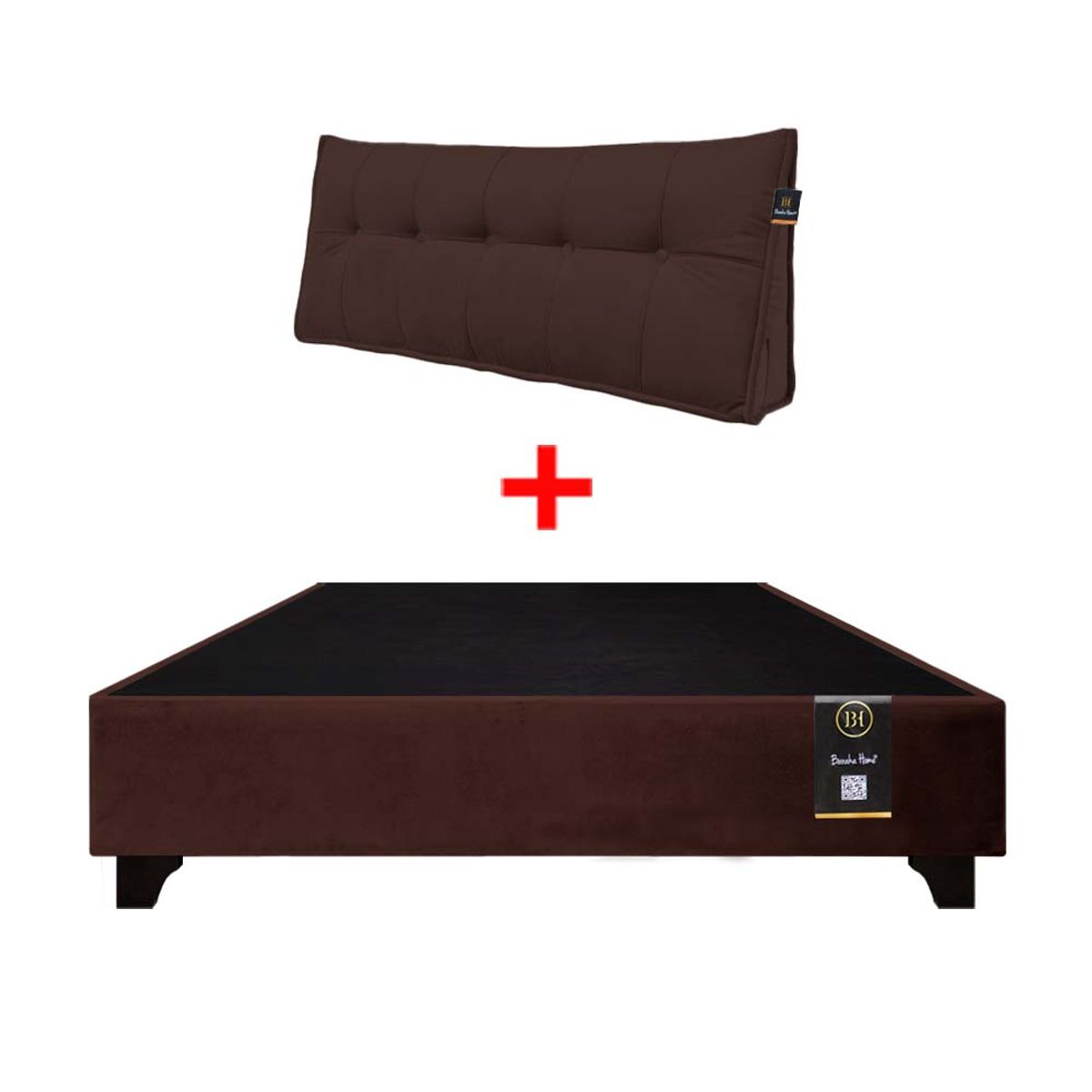 BARAKA HOME - Base de Cama Luton + Cojin de Respaldo Bitola 2 Plz - Chocolate
