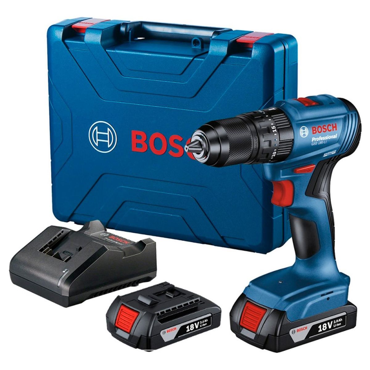 BOSCH - Taladro Atornillador Percutor Bosch GSB 185-LI 18V 2 Batería