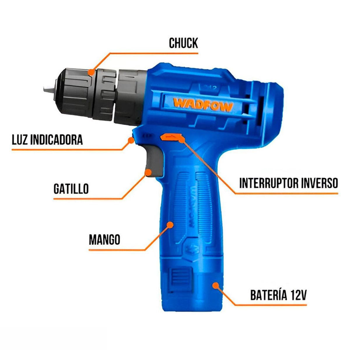 GENERICO - Taladro inalámbrico Wadfow WCDS511 12V