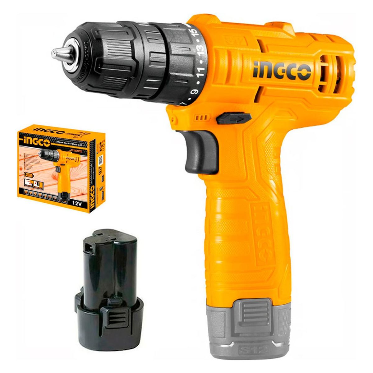 INGCO TOOLS - Taladro Atornillador Ingco CDLI12428 3/8" 12V 1 Bat 1.5AH