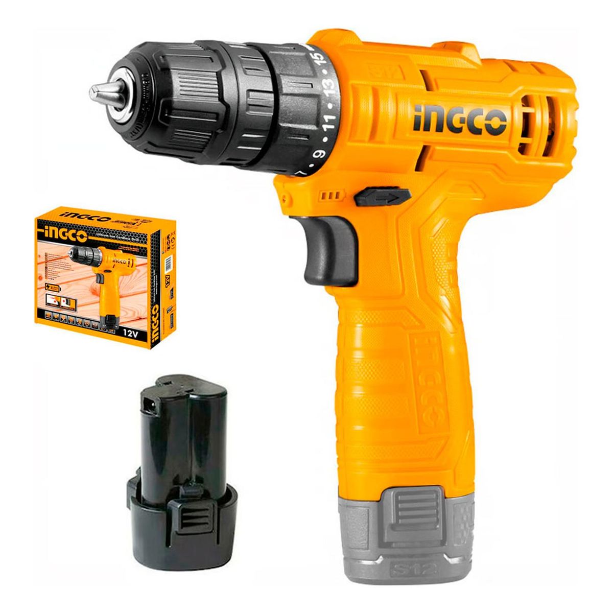 INGCO TOOLS - Taladro Atornillador Ingco CDLI12428 3/8" 12V 1 Bat 1.5AH