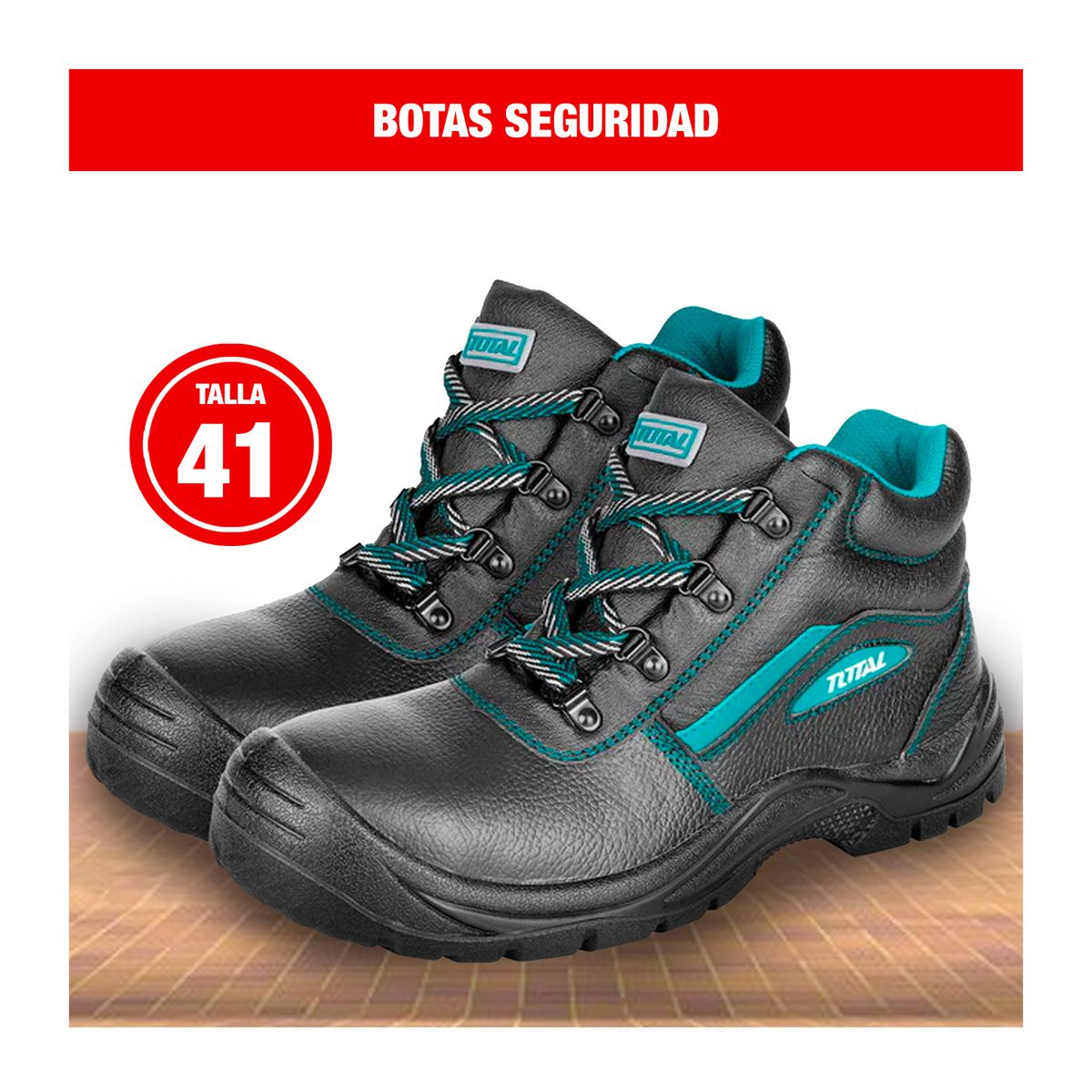 TOTAL TOOLS - ZAPATOS PUNTA DE ACERO SEGURIDAD NEGRO TALLA 41 TOTAL - TSP202SB.41