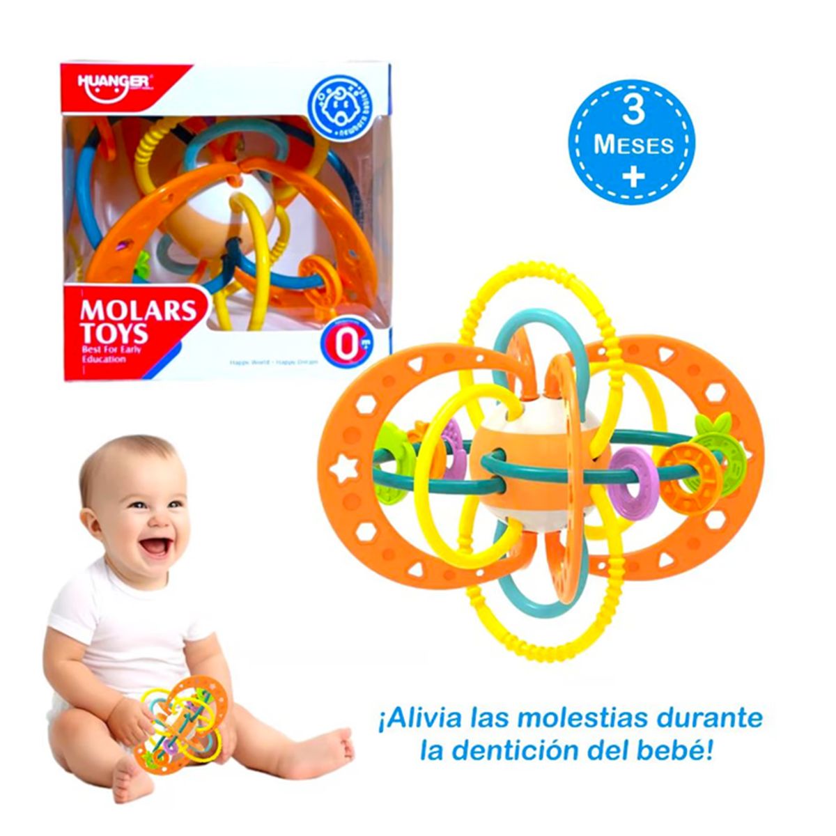 HUANGER - Mordedor Sonajero de Silicona Bola Sensorial Estimulacion