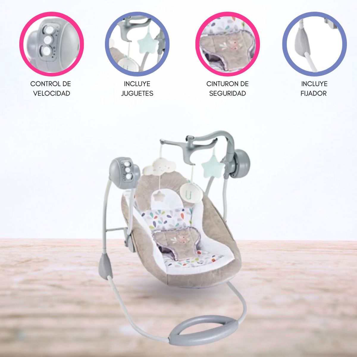 CUZKA - Silla Columpio para Bebes «BAMBOLE» kakhi