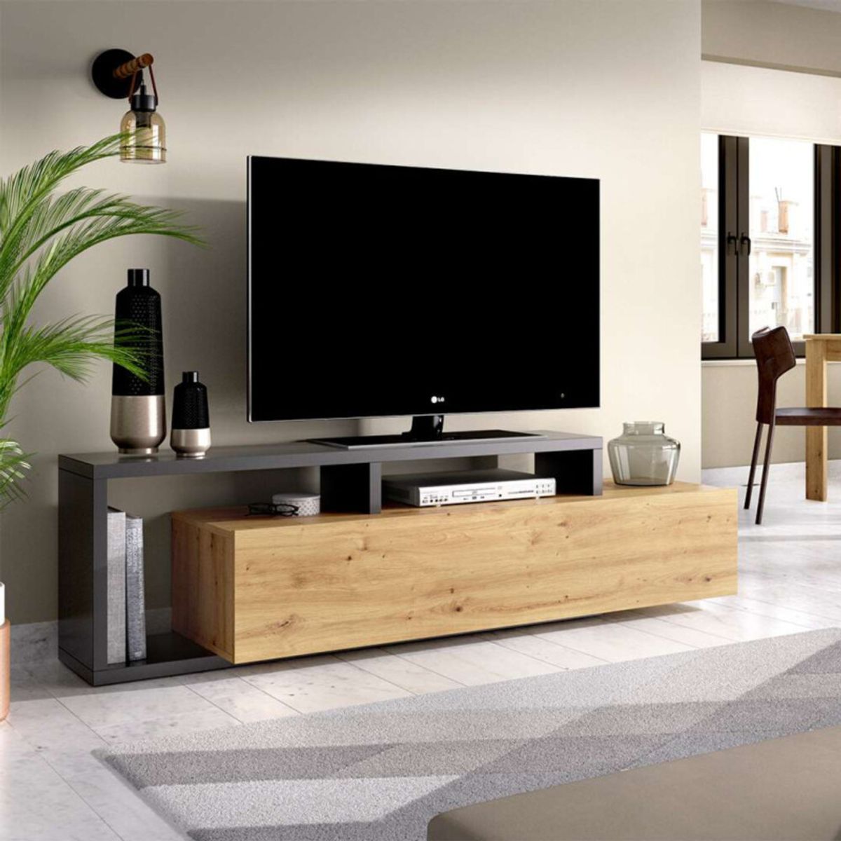 TU MESITA - Mueble para TV Moderna Jara color NegroMarrón TU MESITA