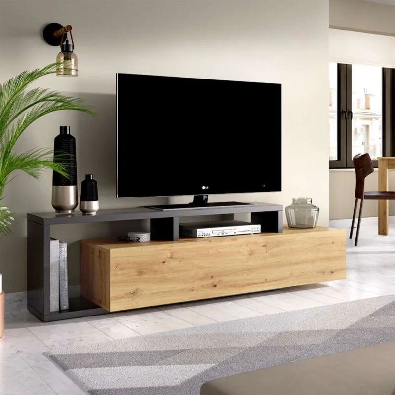 TU MESITA - Mueble para TV Moderna Jara color NegroMarrón TU MESITA