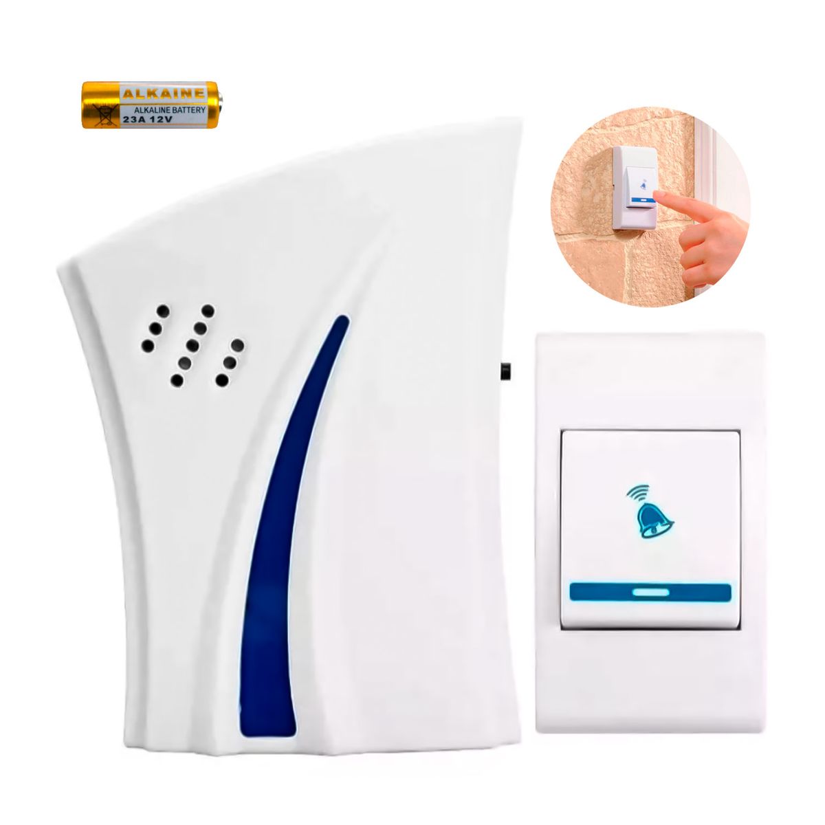 GENERICO - TIMBRE 25M INALÁMBRICO BLANCO CASA PUERTA MELODÍA VARIABLE - ALF-102