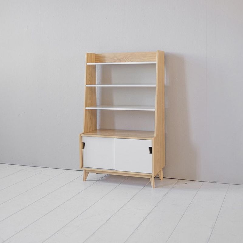 TU MESITA - Librero Infantil Aragón color DunaBlanco 2 puertas corredizas