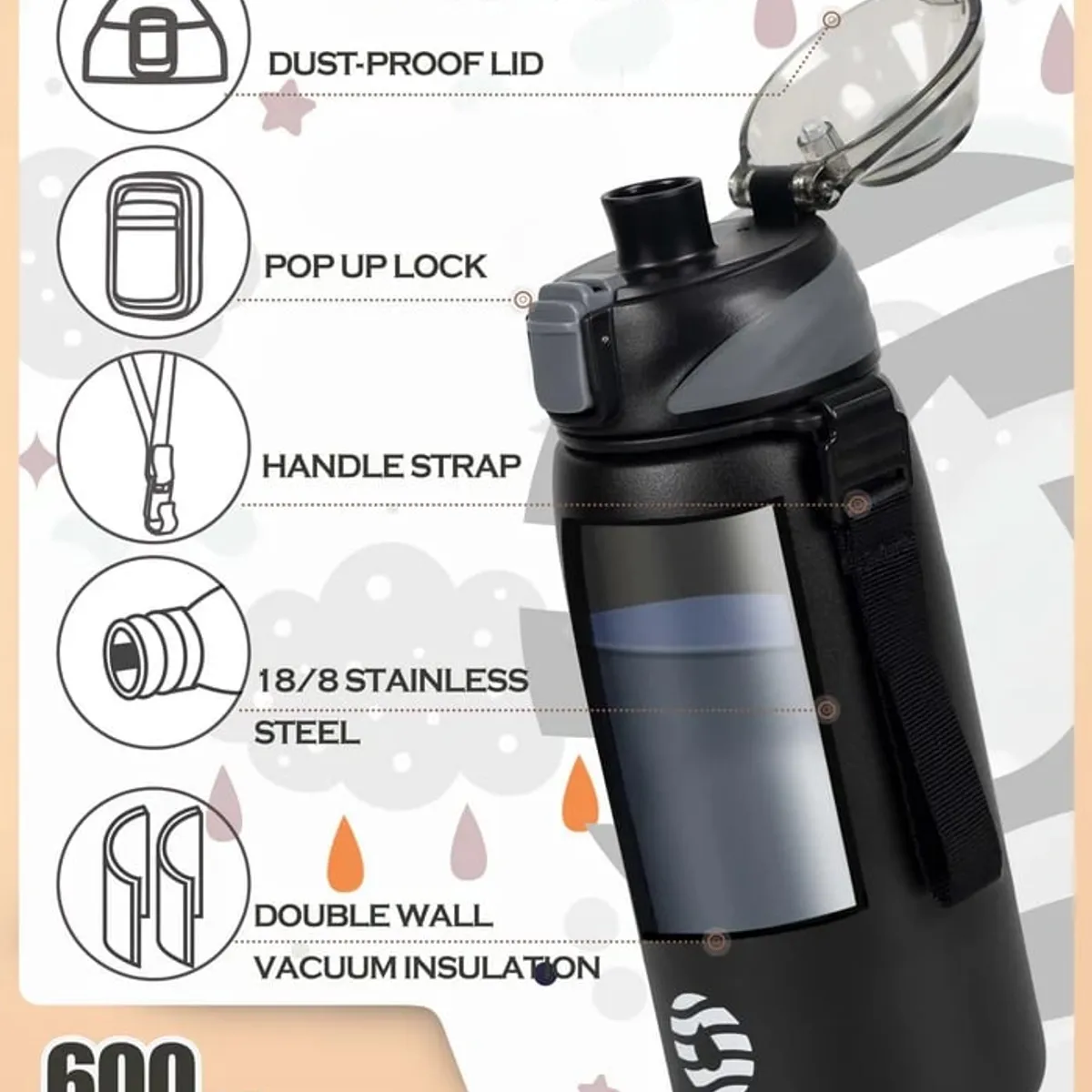 FJBOTTLE - FJbottle - Botella de agua con aislamiento y tapa tritán 600ml - Rosa