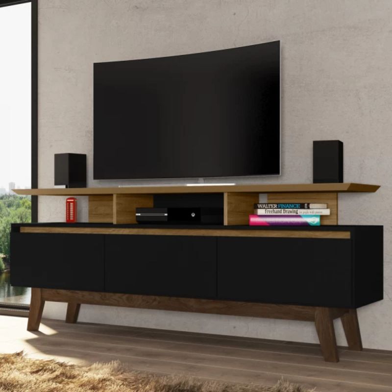 TU MESITA - Mesa de TV Rústica Sofía color NegroMarrón TU MESITA 3 puertas