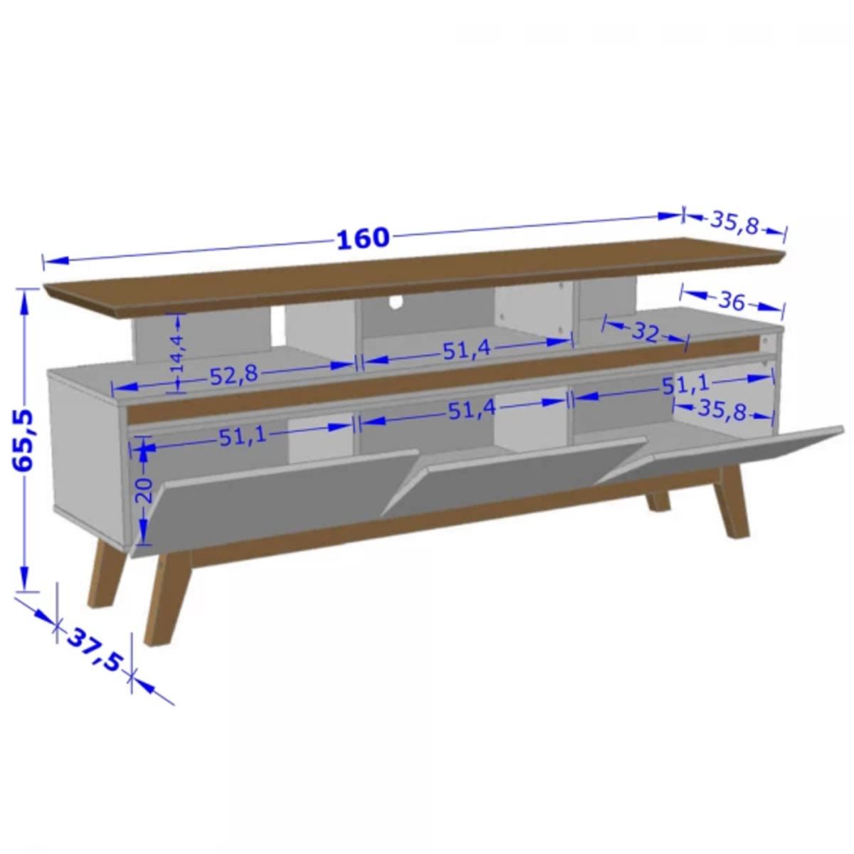 TU MESITA - Mesa de TV Rústica Sofía color NegroMarrón TU MESITA 3 puertas