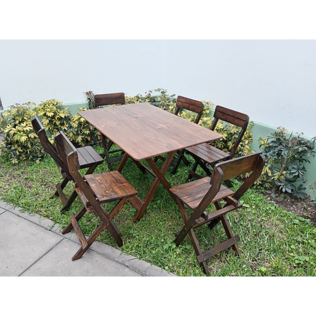 GENERICO - juego de mesa y silla plegables Portuguesa Rustico Marron