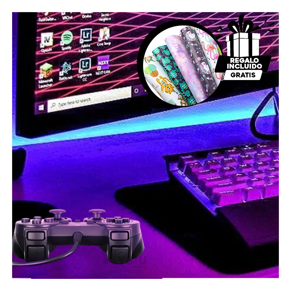 RYBIU IMPORT - Control Compacto en Color Negro Y+Regalo Stickers