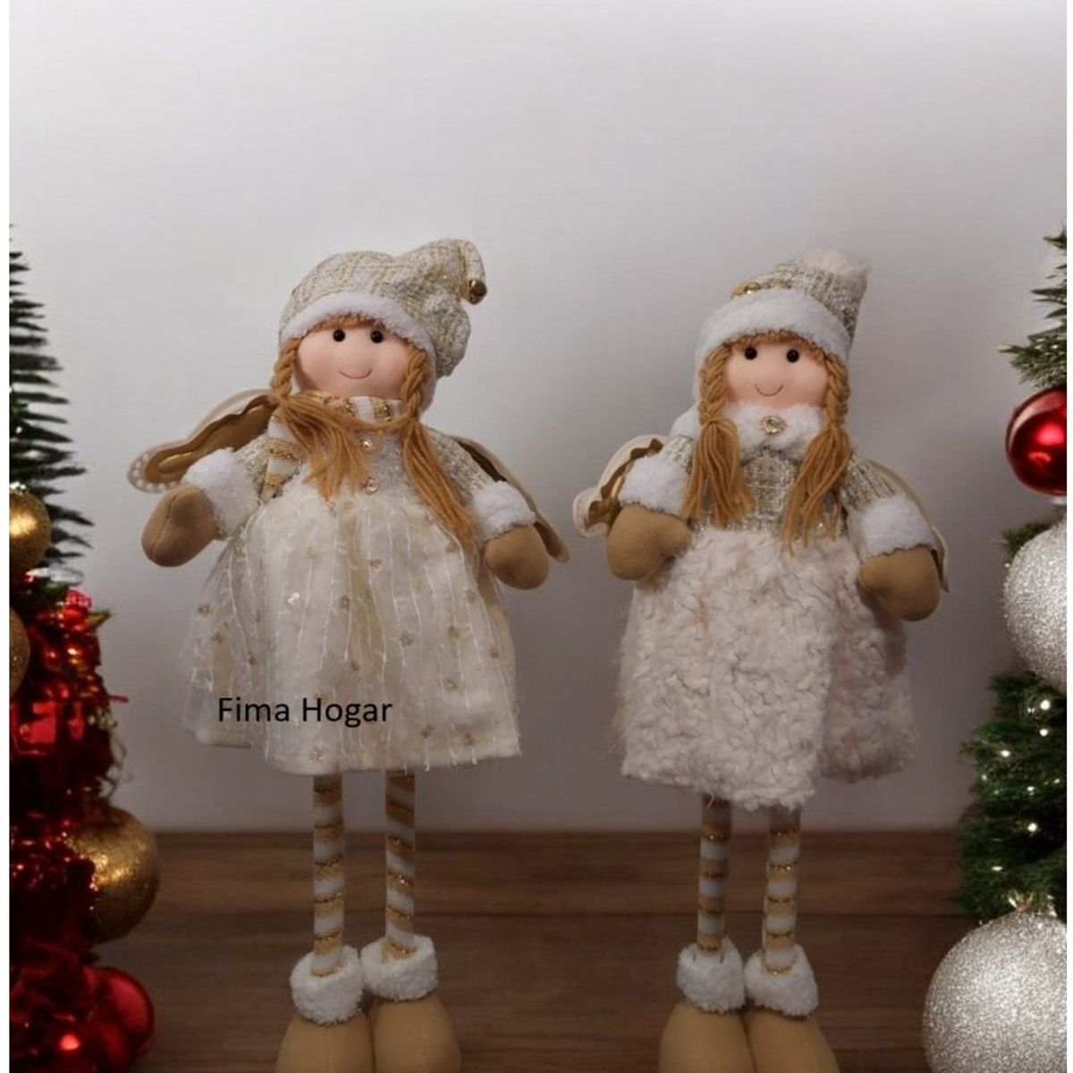 GENERICO - Set 2 Muñecos de navidad Angeles patilargas 80 cm