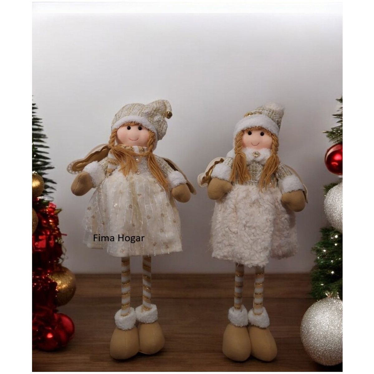 GENERICO - Set 2 Muñecos de navidad Angeles patilargas 80 cm