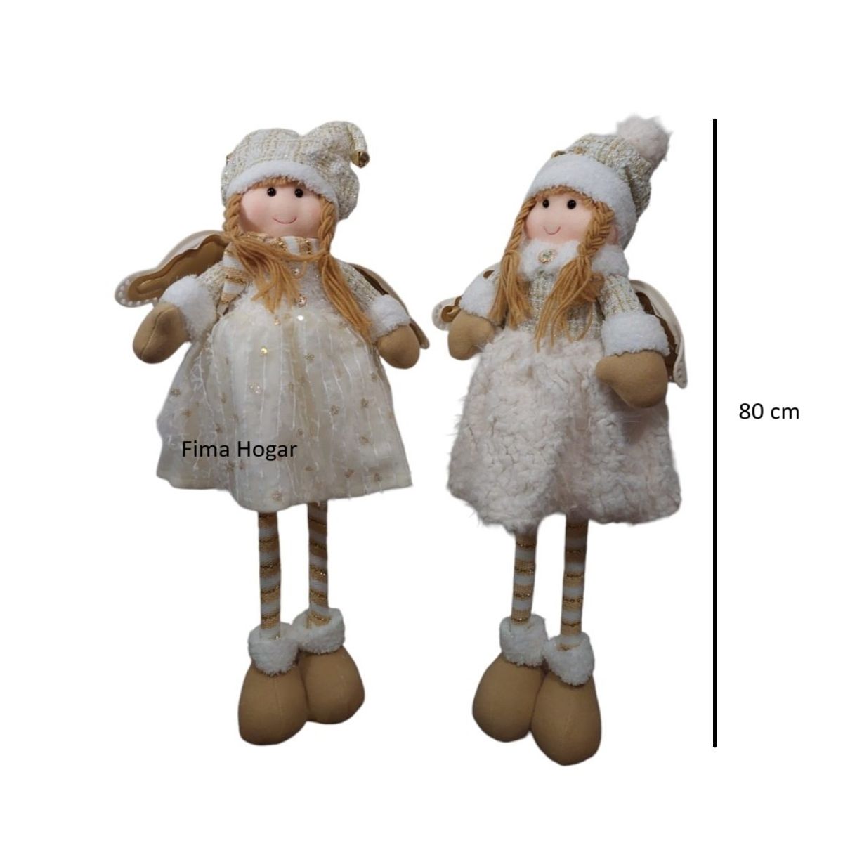 GENERICO - Set 2 Muñecos de navidad Angeles patilargas 80 cm