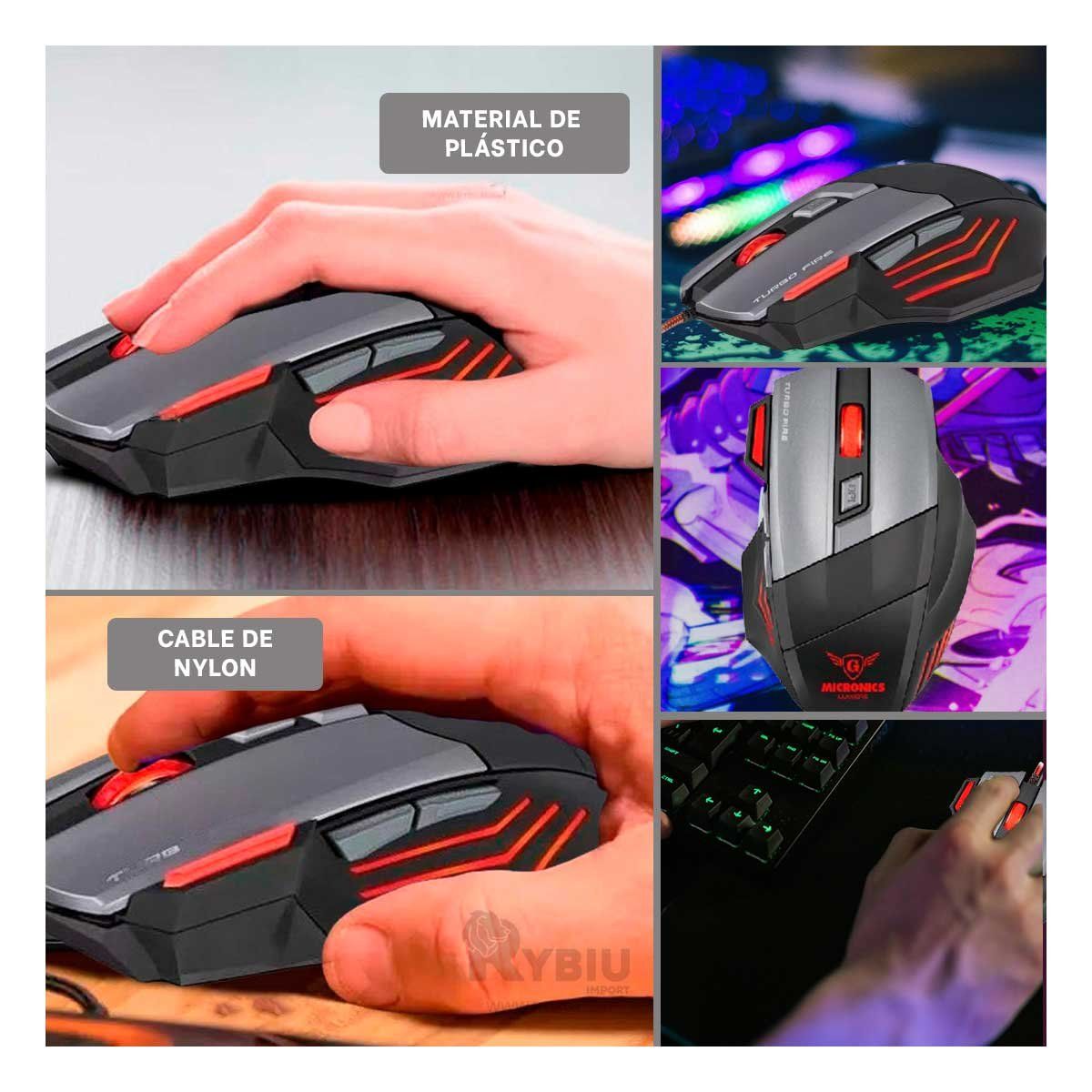 RYBIU IMPORT - Raton para eSports con Conexion USB Negro Y+Gift MiniAgenda