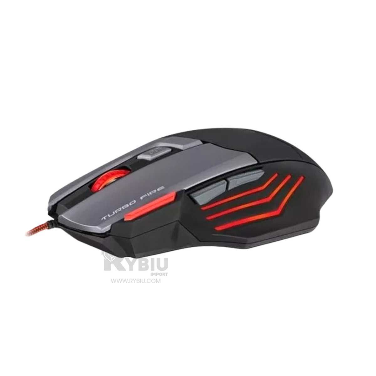 RYBIU IMPORT - Mouse Ergonomico con Conexion USB Negro Y+Papel de Regalo