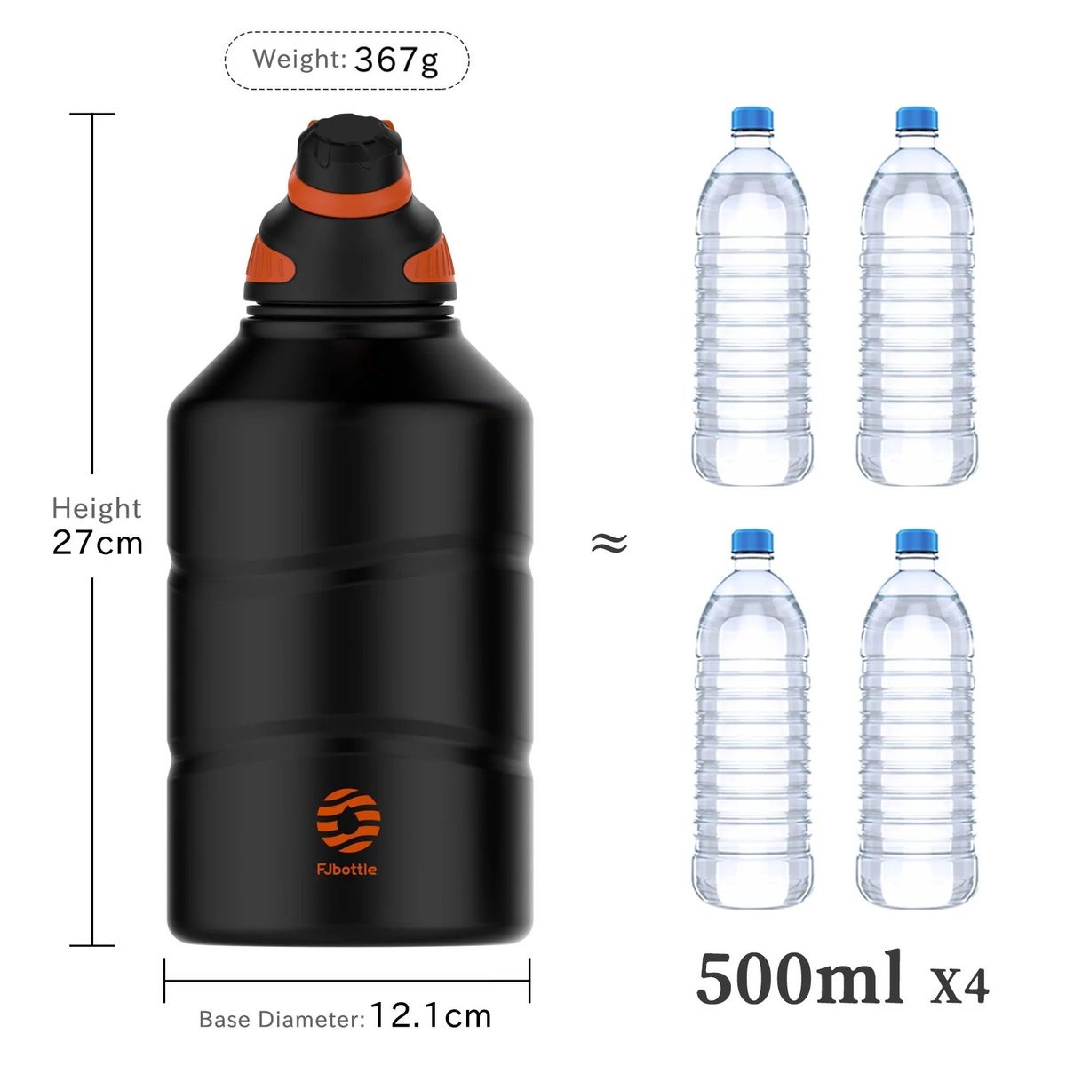 FJBOTTLE - FJBottle - Botella de agua de acero inoxidable con tapa magnética 2200ml - Rosa