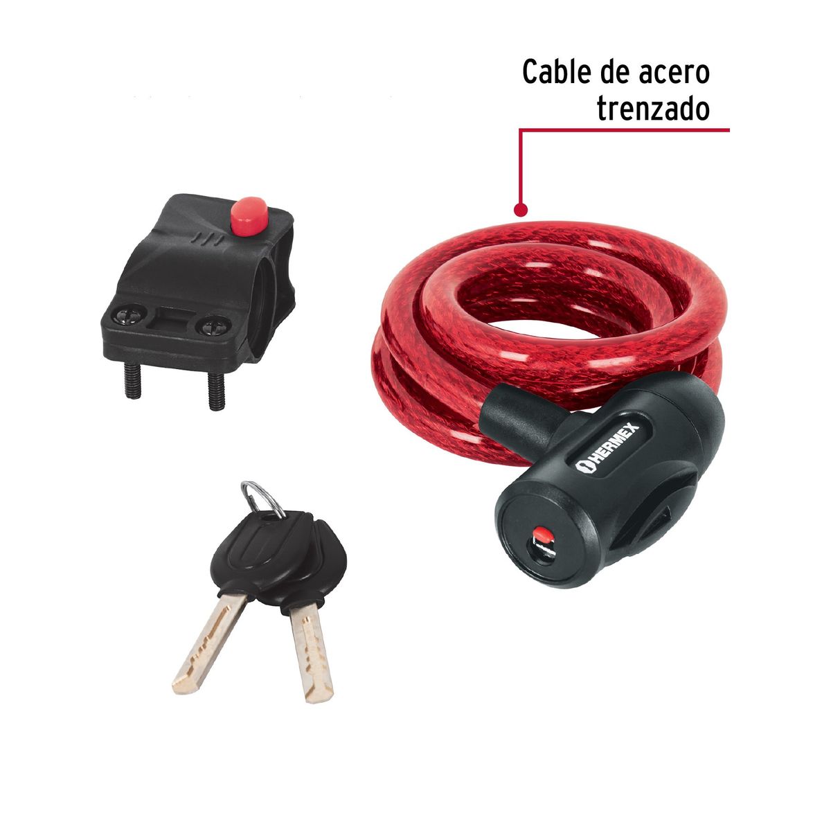 HERMEX - Candado de Cable Bicicleta con Llave Uso Ligero 43923 Hermex