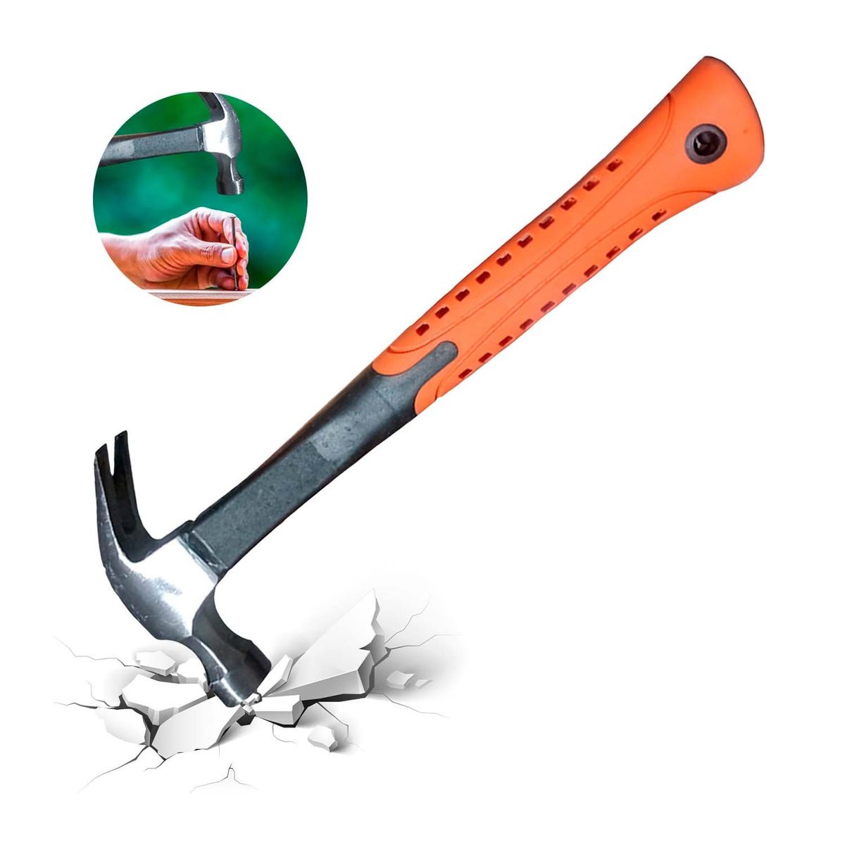 GENERICO - MARTILLO CARPINTERO RESISTENTE MANGO FIBRA MADERA 34CM - HAMMER