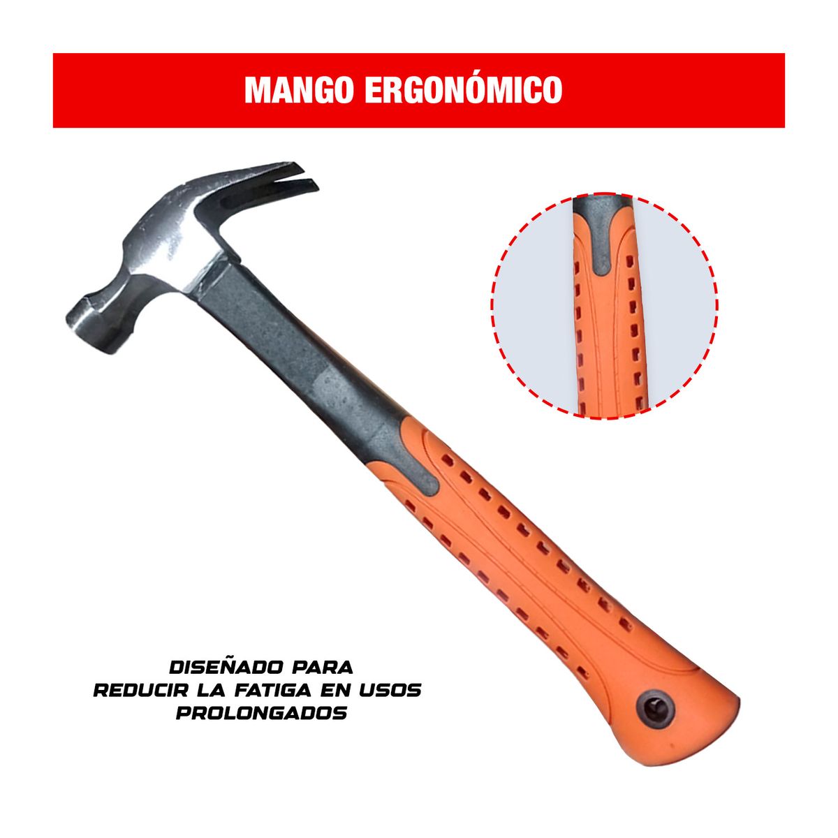 GENERICO - MARTILLO CARPINTERO RESISTENTE MANGO FIBRA MADERA 34CM - HAMMER