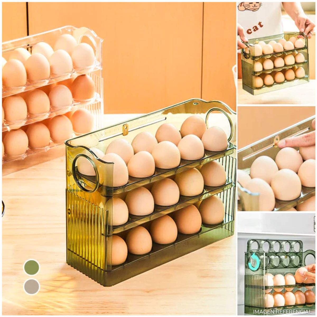 INSPIRA - Contenedor organizador de huevos 3 niveles