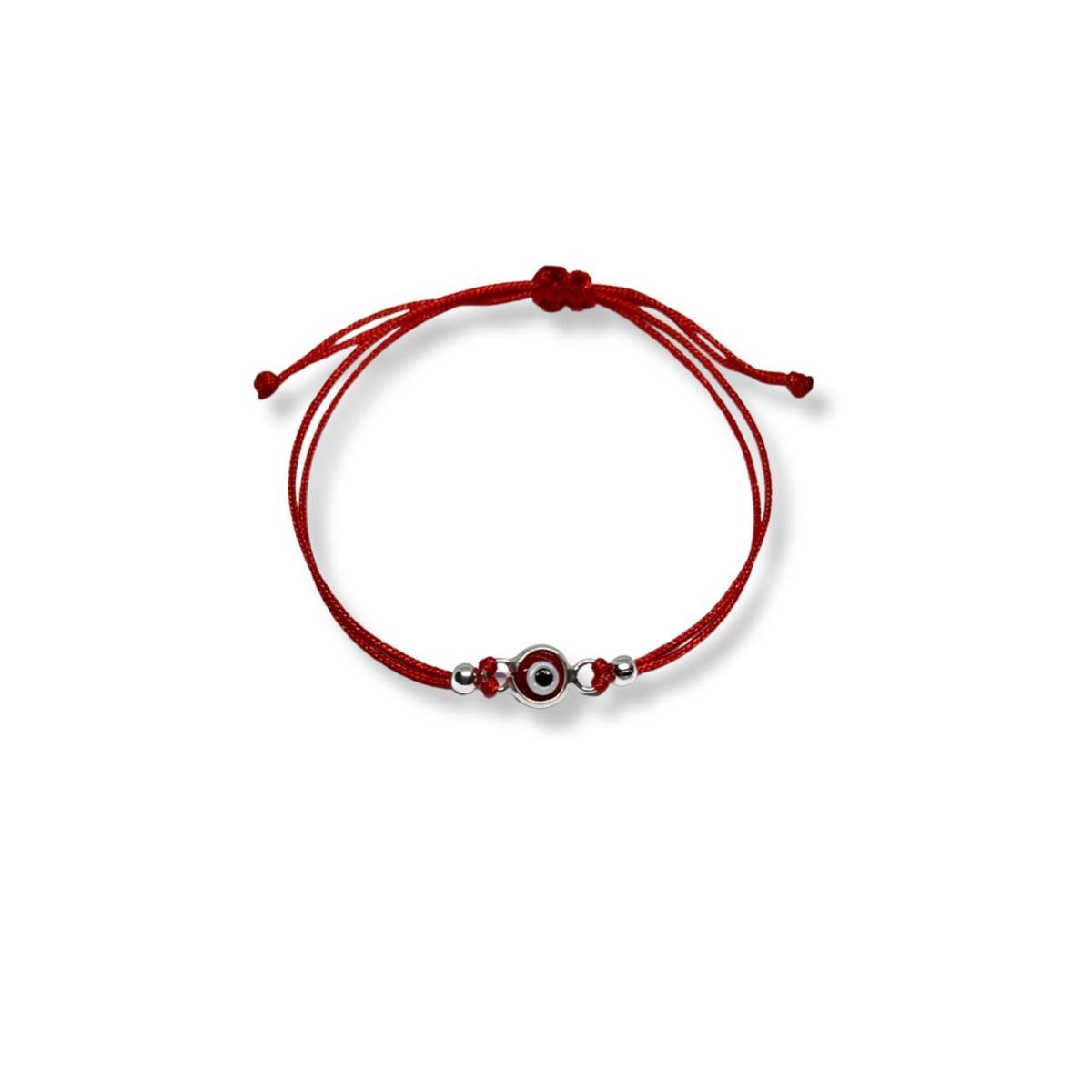 ESPIRAL ROJO - Pulsera Ojo Turco Rojo Recién Nacidos - Hilo y Plata