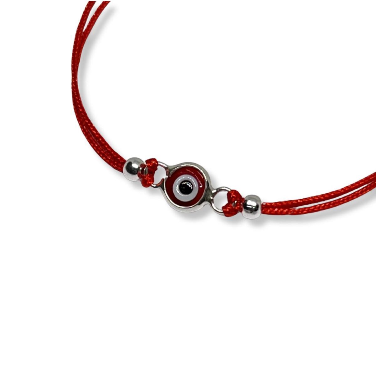 ESPIRAL ROJO - Pulsera Ojo Turco Rojo Recién Nacidos - Hilo y Plata