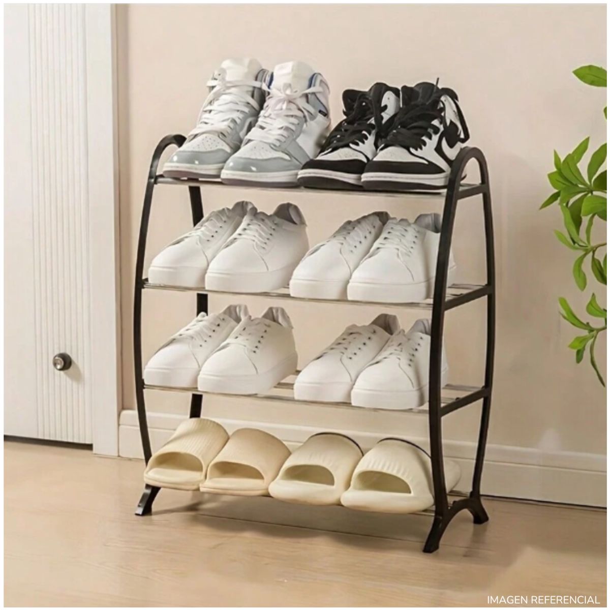 INSPIRA - Estante organizador de zapatos 4 niveles Negro