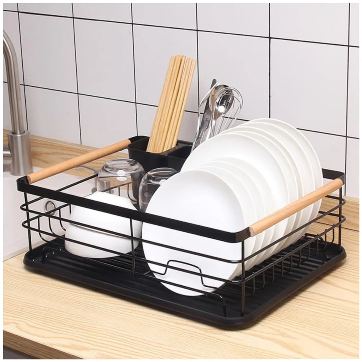 INSPIRA - Escurridor de platos y cubiertos con charola antigoteo