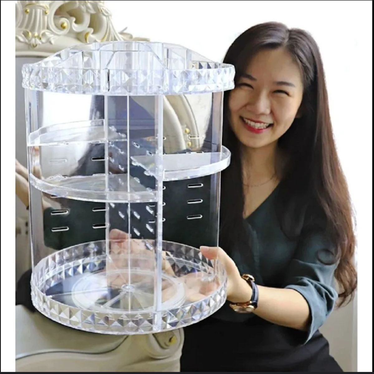 GENERICO - Organizador de Maquillaje Acrílico Giratorio 360 Grados_.