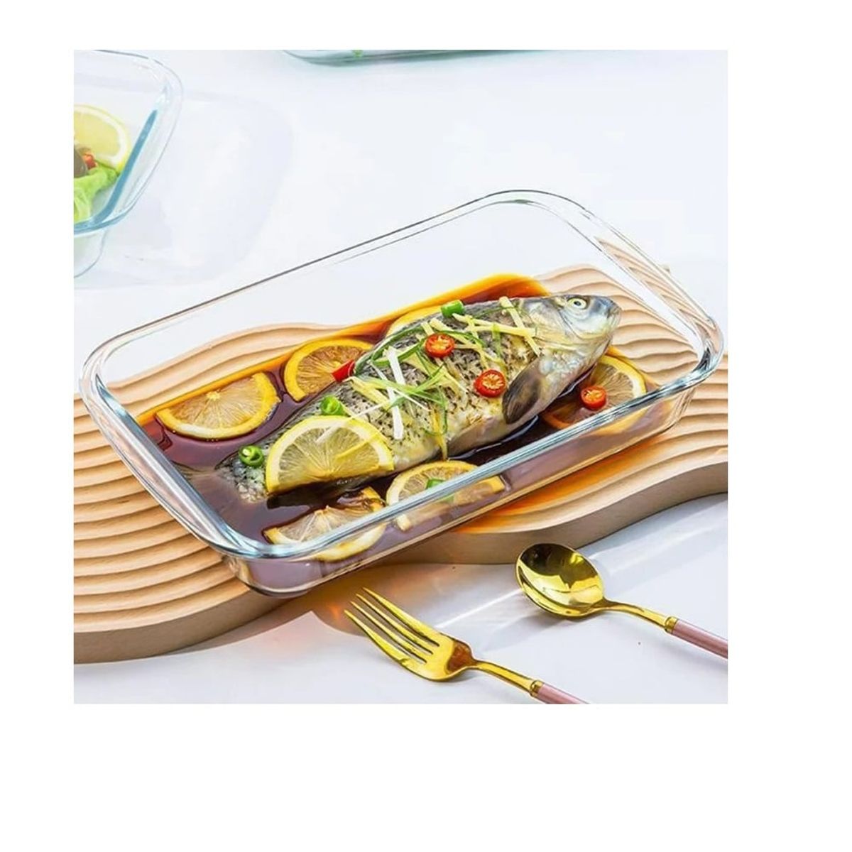 OTTOWARE - Bandeja Rectangular de Vidrio de 1L