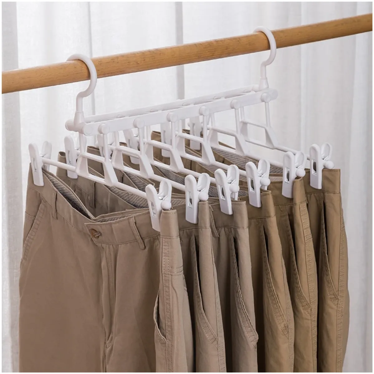 LUIKA INSPIRANDO EN TU HOGAR - Perchero colgador organizador de pantalones color Blanco