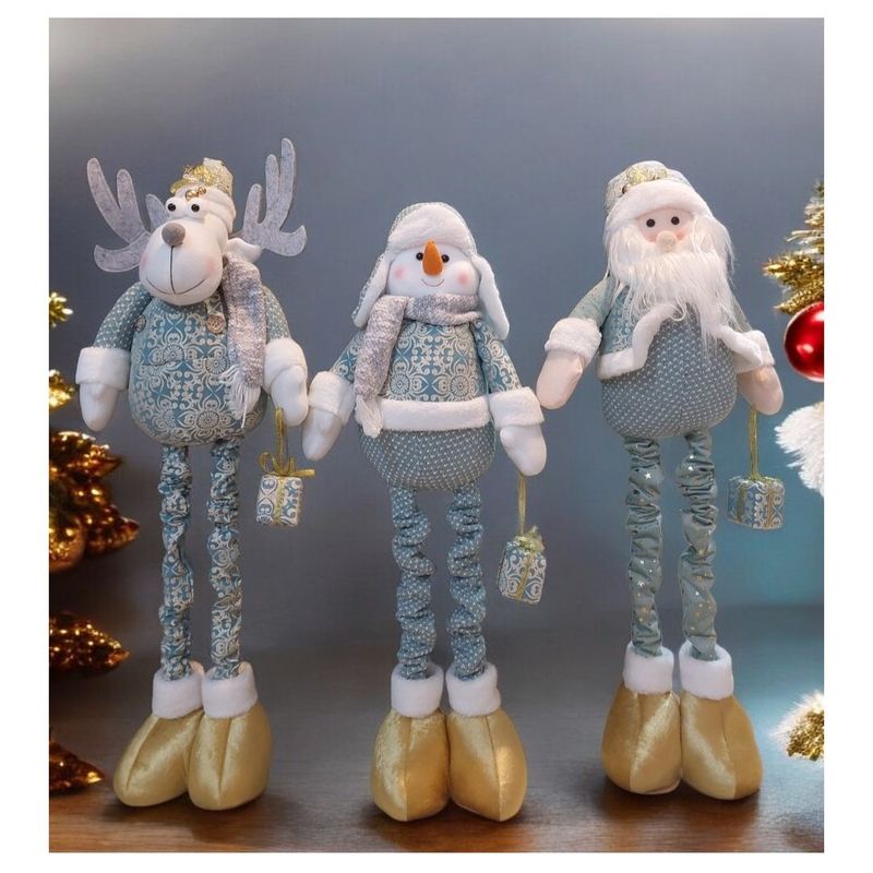 GENERICO - Set Muñecos de navidad patilarga Reno papa noel y muñeco de nieve
