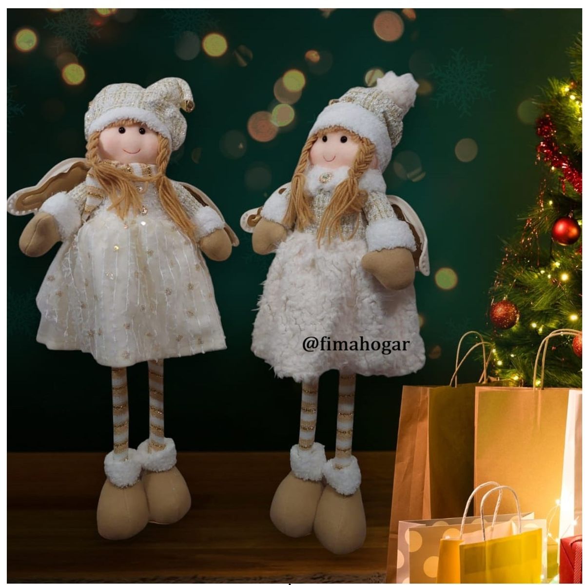 GENERICO - Set 2 Muñecos de Navidad Angel patilargas 80 cm