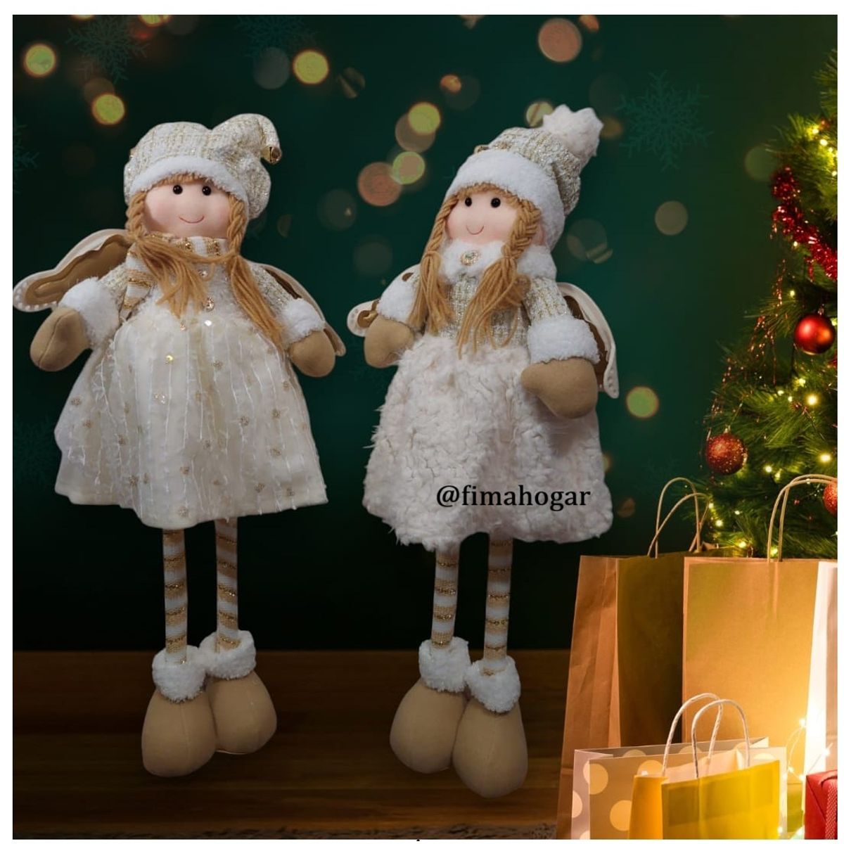 GENERICO - Set 2 Muñecos de Navidad Angel patilargas 80 cm