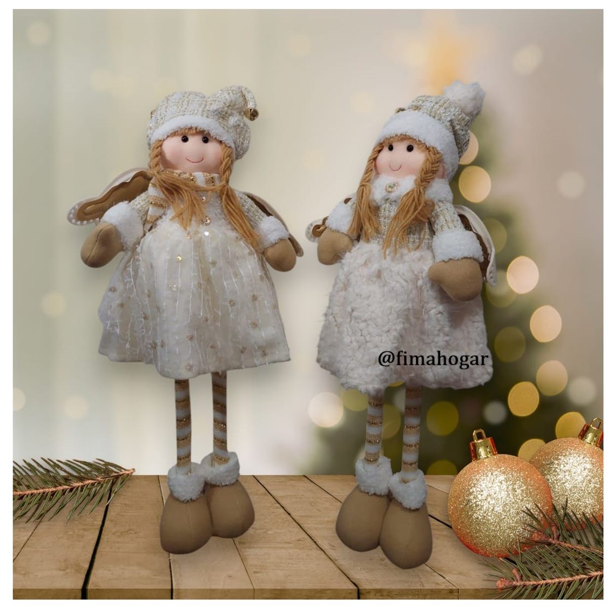 GENERICO - Set 2 Muñecos de Navidad Angel patilargas 80 cm