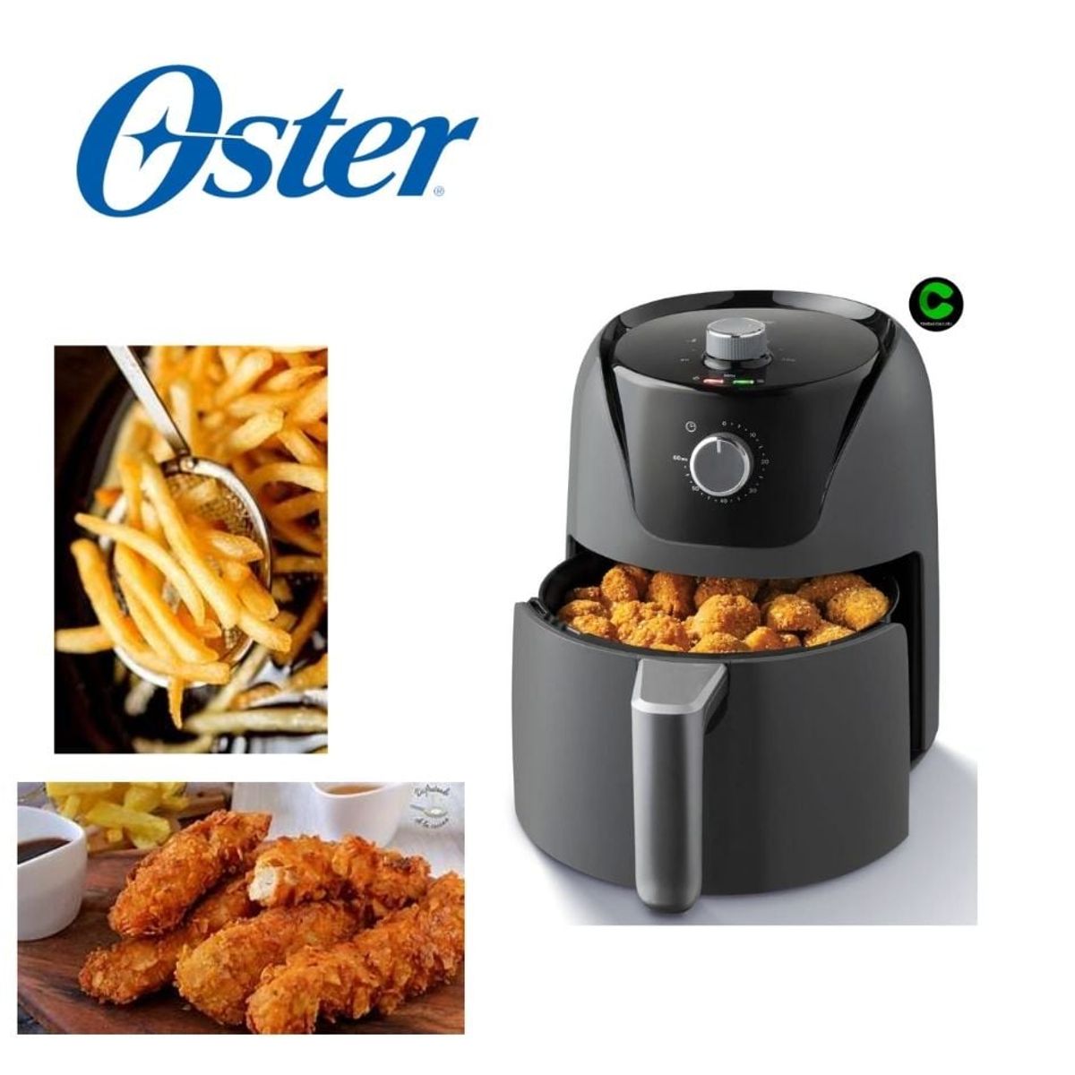 OSTER - Freidora de aire Oster de 4L con recubrimiento DiamonForce CKSTAF40MDF