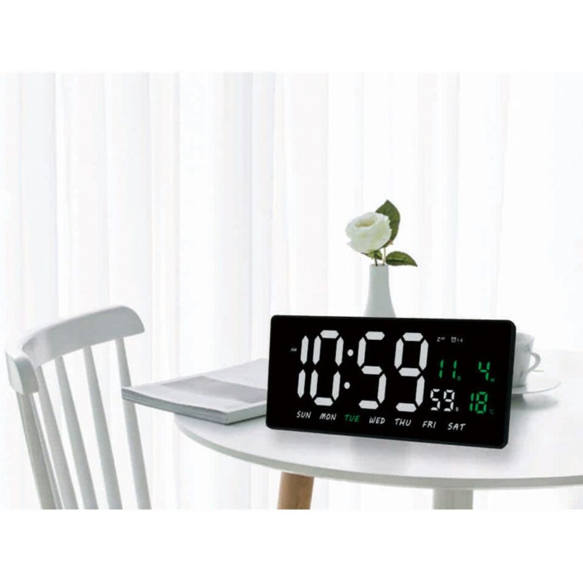 GENERICO - Reloj Digital LED de Pared Calendario Temperatura Alarma BS-K2552