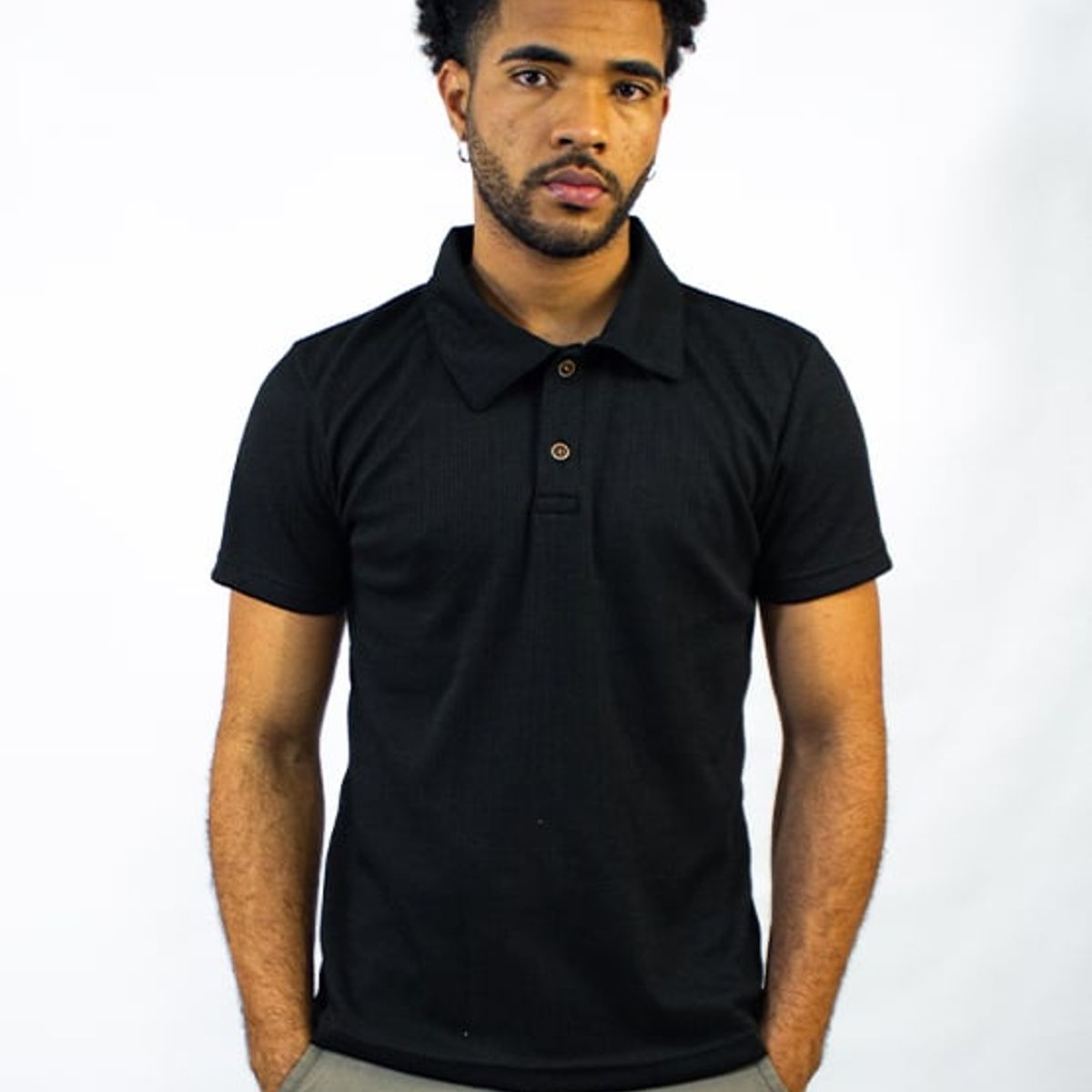DM DEXMEN - Polo Dexmen  Wafer Camisa Corta Negro