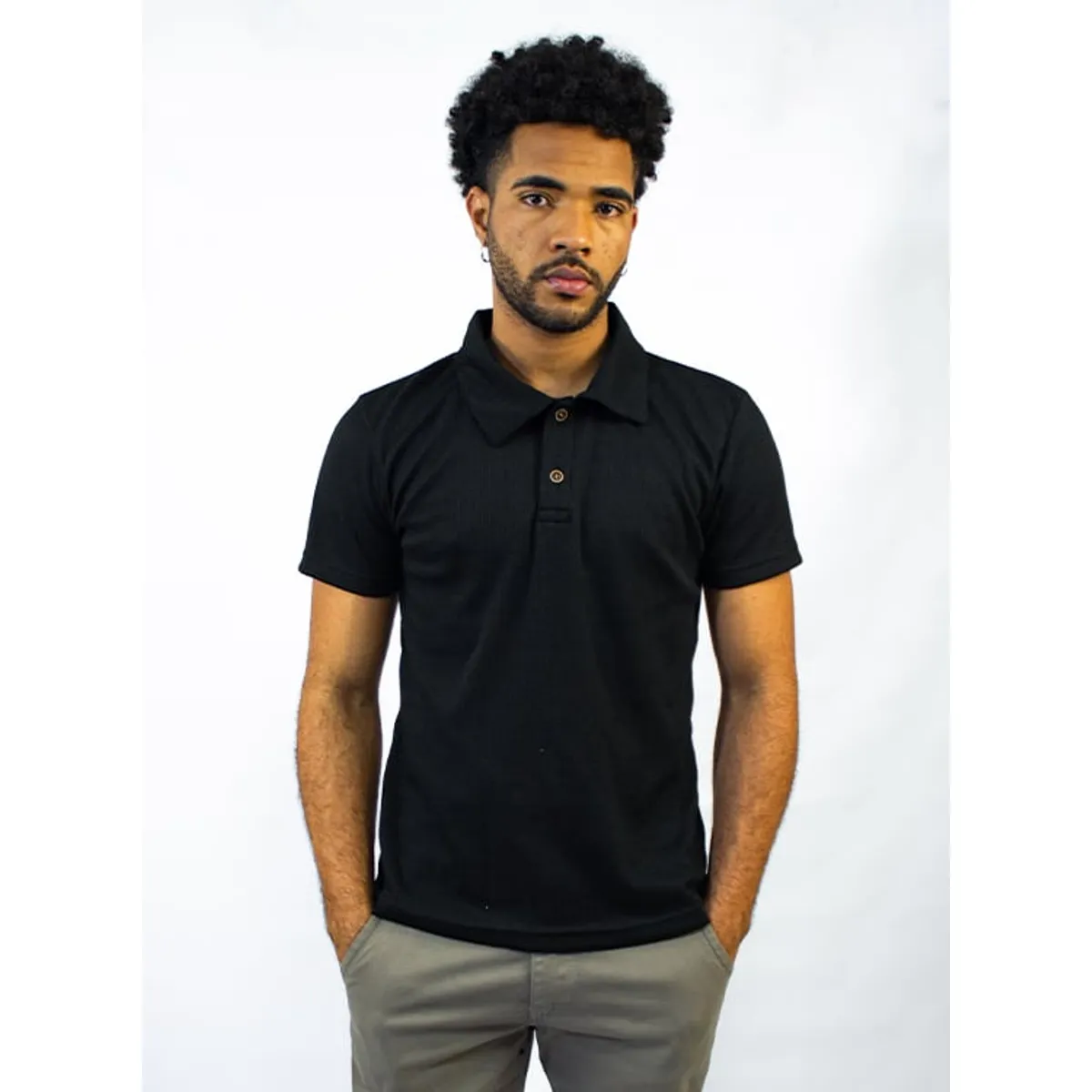 DM DEXMEN - Polo Dexmen  Wafer Camisa Corta Negro