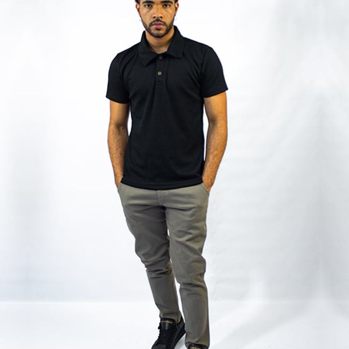 DM DEXMEN - Polo Dexmen  Wafer Camisa Corta Negro