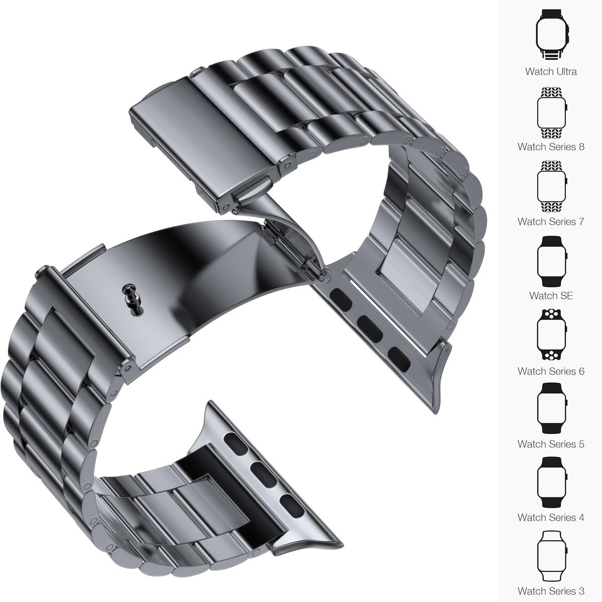 GENERICO - Correa Metalica Eslabon Para Apple Watch 38mm-Negro