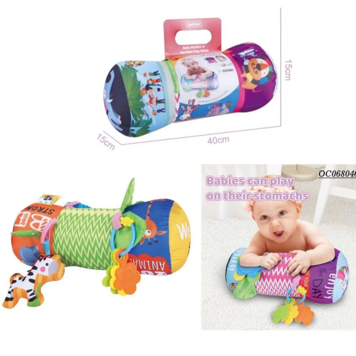 GENERICO - Almohada de Rodillo para Estimulación de Gateo del bebe ROSA