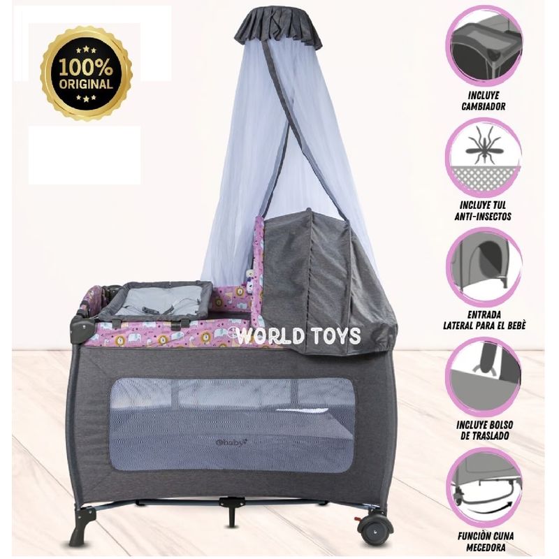 EBABY - Cuna Corral de Lujo EBABY KENDALL Edición Limitada Rosado