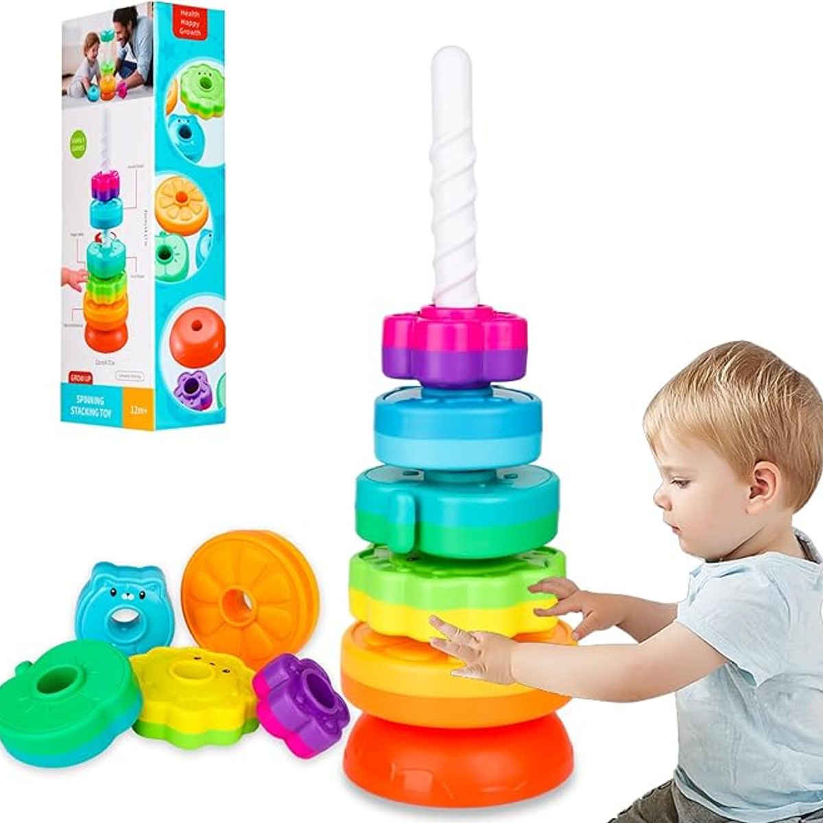 GENERICO - Juguete apilable giratorio para bebés colores arcoiris