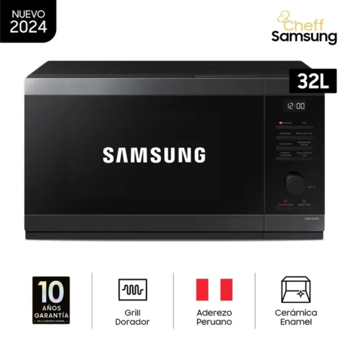 SAMSUNG - Horno Microondas Samsung MG32DG4524AGPE 32 Lts Negro .