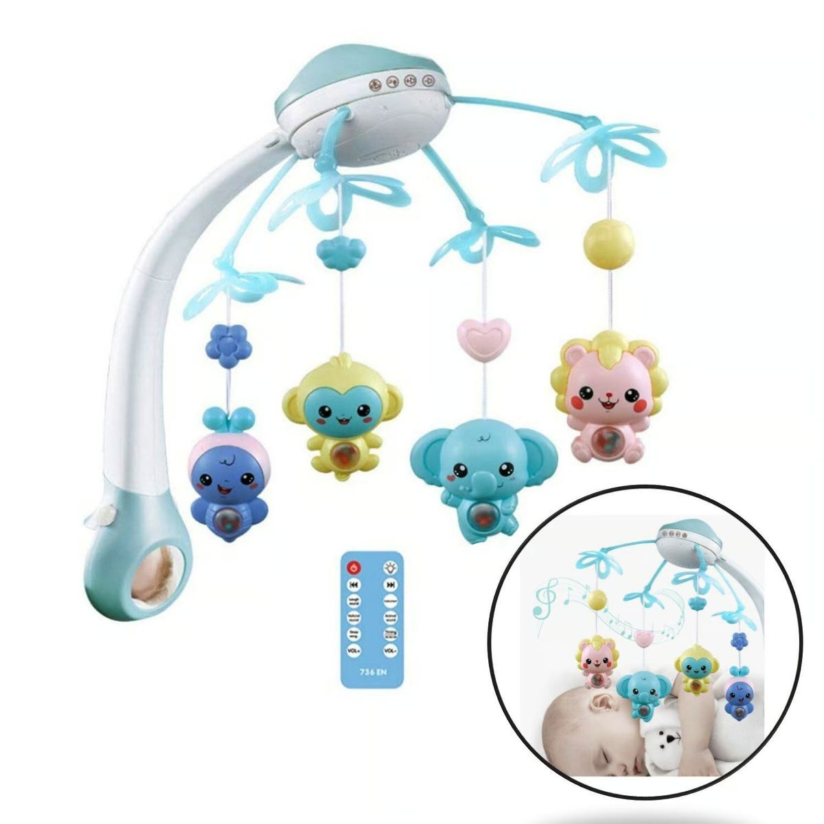 GENERICO - Móvil Musical para Bebes con Luces y Bluetooth